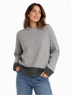 Christian Siriano Turtleneck Sweater Women Large Striped Ribbed Knit Long Sleeve